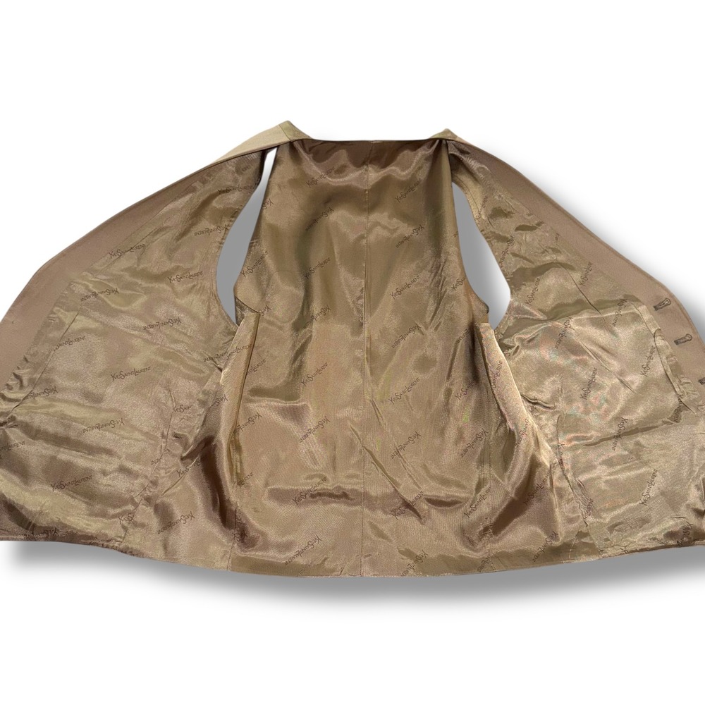 Yves‎ Saint Laurent Vest Mens Taupe Bronze Classic Formal YSL Buttoned Waistcoat - Picture 6 of 8